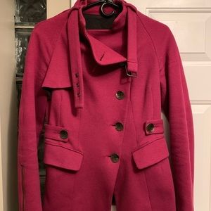 Purple jacket, fall spring, stylish!